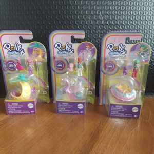 Lot of 3 POLLY POCKET - Metal Sprinkled Mini Car w/ Doll